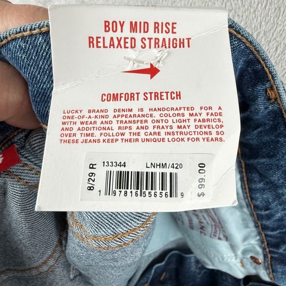 Lucky Brand Boy Mid Rise Relaxed Straight Leg Jeans Womens 8/29 Denim Light NWT - Picture 10 of 12